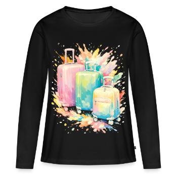 Reisekoffer Pastel Colour Splash Art - Frauen Premium Bio Langarmshirt - Schwarz - Vorne - Julia (174cm)