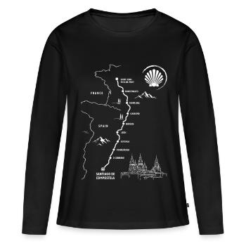 Pilgern Jakobsweg | Camino | Frankreich Spanien - Frauen Premium Bio Langarmshirt - Schwarz - Vorne - Julia (174cm)