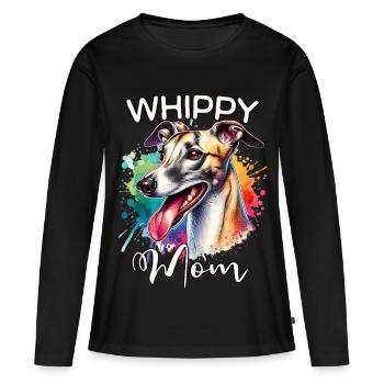 Maman lévrier - T-shirt manches longues Premium bio Femme - noir - Devant - Julia (174cm)