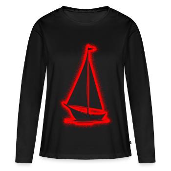 Segelboot Segel Segelschiff Herren Jungen Segeln - Frauen Premium Bio Langarmshirt - Schwarz - Vorne - Julia (174cm)