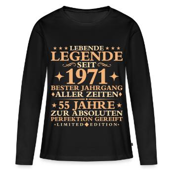 1971 Baujahr Geburtstag Vintage 55 Jahre - Frauen Premium Bio Langarmshirt - Schwarz - Vorne - Julia (174cm)