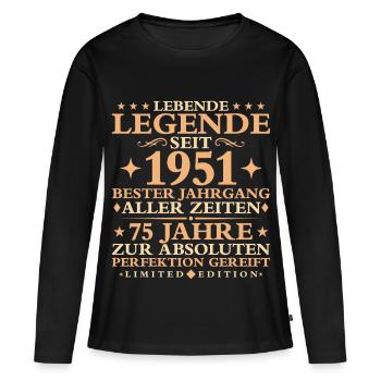 1951 Baujahr Geburtstag Vintage 75 Jahre - Frauen Premium Bio Langarmshirt - Schwarz - Vorne - Julia (174cm)