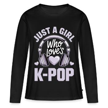 K-Pop - Frauen Premium Bio Langarmshirt - Schwarz - Vorne - Julia (174cm)
