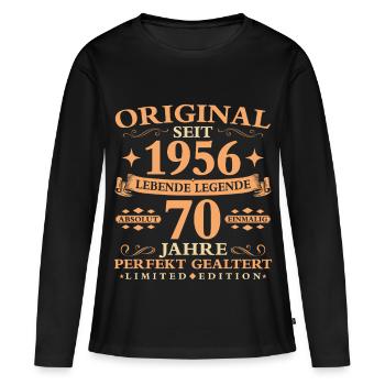 Geburtstag 70 Jahre Baujahr 1956 - Frauen Premium Bio Langarmshirt - Schwarz - Vorne - Julia (174cm)