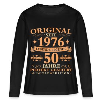 Geburtstag 50 Jahre Baujahr 1976 - Frauen Premium Bio Langarmshirt - Schwarz - Vorne - Julia (174cm)