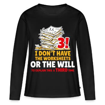 Troisième fois pour procrastination, Tee - T-shirt manches longues Premium bio Femme - noir - Devant - Julia (174cm)