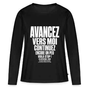 T-shirt Pêche Humour Cadeau Pêcheur - T-shirt manches longues Premium bio Femme - noir - Devant - Julia (174cm)
