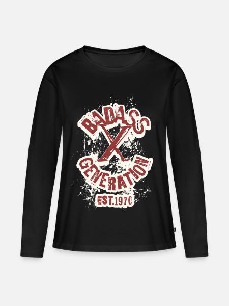 Badass Generation X 1970 - Frauen Premium Bio Langarmshirt - Schwarz