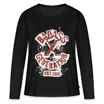 Badass Generation X 1966 - Frauen Premium Bio Langarmshirt - Schwarz - Vorne - Julia (174cm)