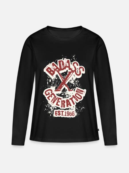 Badass Generation X 1966 - Frauen Premium Bio Langarmshirt - Schwarz