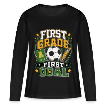 Inscriptions scolaires au football - T-shirt manches longues Premium bio Femme - noir - Devant - Julia (174cm)