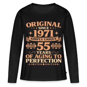 Original depuis 1971 55e anniversaire vintage - T-shirt manches longues Premium bio Femme - noir - Devant - Julia (174cm)