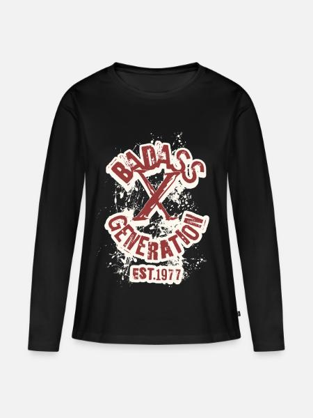 Badass Generation X 1977 - Frauen Premium Bio Langarmshirt - Schwarz