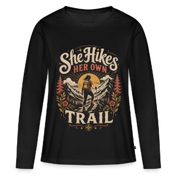 Randonnée pour randonneurs - T-shirt manches longues Premium bio Femme - noir - Devant - Julia (174cm)