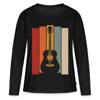 Retro Guitar Graphic - Musicien Guitariste - T-shirt manches longues Premium bio Femme - noir - Devant - Julia (174cm)