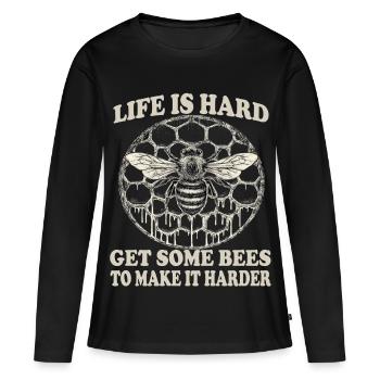 Imkereibedarf Imker Zubehör Imkerei Bienen Fan - Frauen Premium Bio Langarmshirt - Schwarz - Vorne - Julia (174cm)