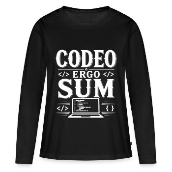 I Program, Therefore I Am | Latin Saying - Women's Premium Organic Long Sleeve Shirt - black - Front - Julia (174cm)