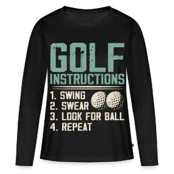 Instructions de golf – Swing, jurons, recherche - T-shirt manches longues Premium bio Femme - noir - Devant - Julia (174cm)