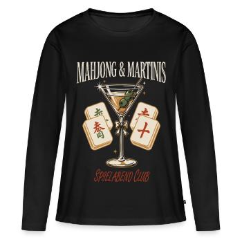 Mahjong Martini Spielabend - Frauen Premium Bio Langarmshirt - Schwarz - Vorne - Julia (174cm)