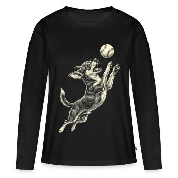 Race de chihuahua Baseball - T-shirt manches longues Premium bio Femme - noir - Devant - Julia (174cm)