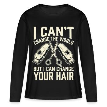 Je peux changer ta coiffure - T-shirt manches longues Premium bio Femme - noir - Devant - Julia (174cm)
