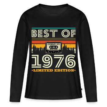 1976 Vintage Rétro Cadeau D’anniversaire - T-shirt manches longues Premium bio Femme - noir - Devant - Julia (174cm)