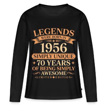 Né en 1956 Unique 70 ans - T-shirt manches longues Premium bio Femme - noir - Devant - Julia (174cm)