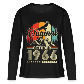 Original octobre 1966 – 60e anniversaire Millésime - T-shirt manches longues Premium bio Femme - noir - Devant - Julia (174cm)