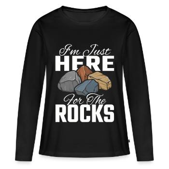 Don de collectionneur de pierres juste ici pour The Rocks - T-shirt manches longues Premium bio Femme - noir - Devant - Julia (174cm)
