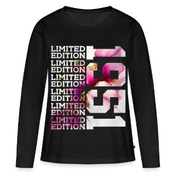 ÉDITION LIMITÉE 1951 - 75 ANS - 75E ANNIVERSAIRE - T-shirt manches longues Premium bio Femme - noir - Devant - Julia (174cm)