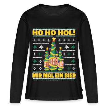 Ho Ho Hol – Weihnachtsbaum aus Bierflaschen - Frauen Premium Bio Langarmshirt - Schwarz - Vorne - Julia (174cm)