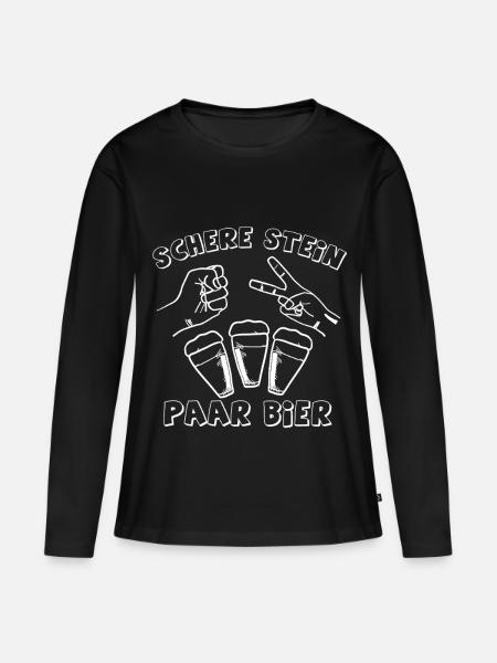 Paar Bier Handsign-Design mit Gläsern - Frauen Premium Bio Langarmshirt - Schwarz
