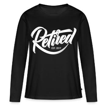 Retired EST. 2017 | Cool Logo Design - T-shirt manches longues Premium bio Femme - noir - Devant - Julia (174cm)