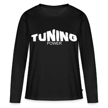 tuning power - T-shirt manches longues Premium bio Femme - noir - Devant - Julia (174cm)