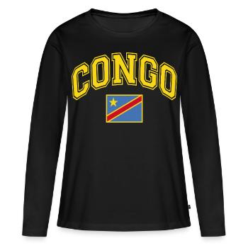 Drapeau du Congo - T-shirt manches longues Premium bio Femme - noir - Devant - Julia (174cm)