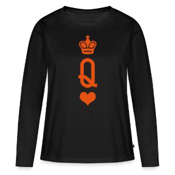 KING & QUEEN card game partner look - Women's Premium Organic Long Sleeve Shirt - black - Front - Julia (174cm)