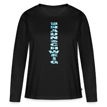 Braunschweig Germany City Font Skyline - Women's Premium Organic Long Sleeve Shirt - black - Front - Julia (174cm)