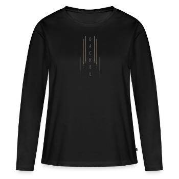 Dackelspruch, Dackelmotiv, Dackel Art Deco - Frauen Premium Bio Langarmshirt - Schwarz - Vorne - Julia (174cm)
