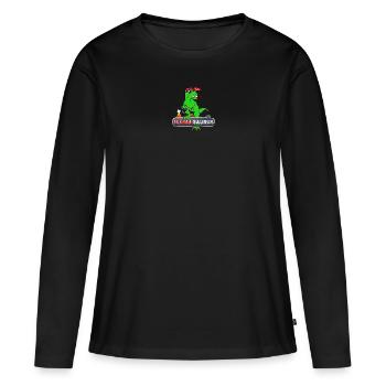 Mamasaurus Maman Dinosaure Stylé Humour Mère - T-shirt manches longues Premium bio Femme - noir - Devant - Julia (174cm)