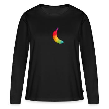 rainbow banana fruit Regenbogen Banane - Frauen Premium Bio Langarmshirt - Schwarz - Vorne - Julia (174cm)