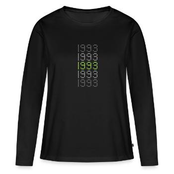 1993 - T-shirt manches longues Premium bio Femme - noir - Devant - Julia (174cm)