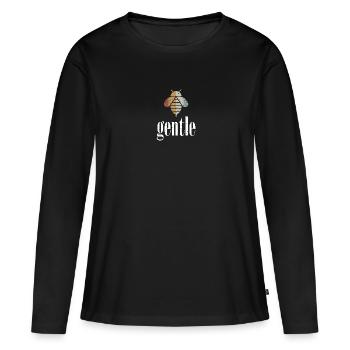 Retro Bee Gentle Biene Be Gentle - Women's Premium Organic Long Sleeve Shirt - black - Front - Julia (174cm)