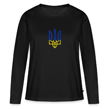 Symbole des armoiries de l’Ukraine Gerfalcon Trident Trident Trident - T-shirt manches longues Premium bio Femme - noir - Devant - Julia (174cm)