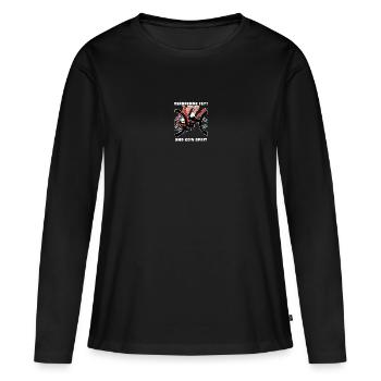 Verbrenne Fett und kein Sprit Eine nachhaltige Art - Frauen Premium Bio Langarmshirt - Schwarz - Vorne - Julia (174cm)