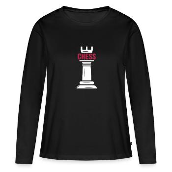 Échec et mat aux échecs Joueur d'échecs « échec et mat » - T-shirt manches longues Premium bio Femme - noir - Devant - Julia (174cm)