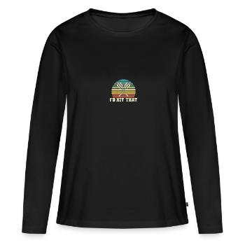 Badminton Racket I'd Hit That - Frauen Premium Bio Langarmshirt - Schwarz - Vorne - Julia (174cm)