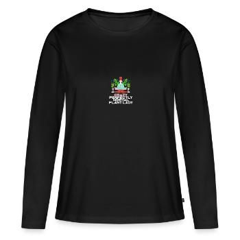 Crazy Plant Lady - Plant Lover - Frauen Premium Bio Langarmshirt - Schwarz - Vorne - Julia (174cm)