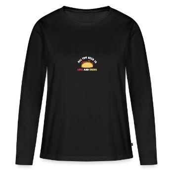 Anti Valentine's All You Need Is Tacos And Love - Frauen Premium Bio Langarmshirt - Schwarz - Vorne - Julia (174cm)