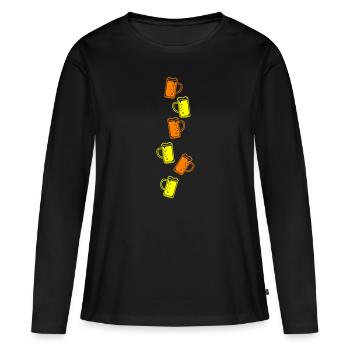 Icône de bière chope de bière - T-shirt manches longues Premium bio Femme - noir - Devant - Julia (174cm)