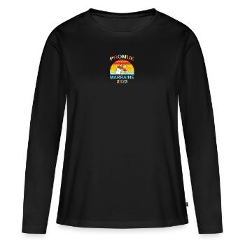 Marraine 2023 - T-shirt manches longues Premium bio Femme - noir - Devant - Julia (174cm)